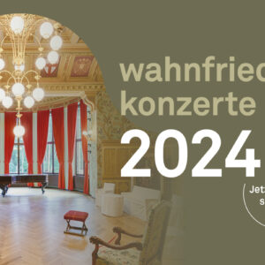 Plakat mit Motiv saal Haus Wahnfried und der Aufschrift wahnfriedkonzerte 2024