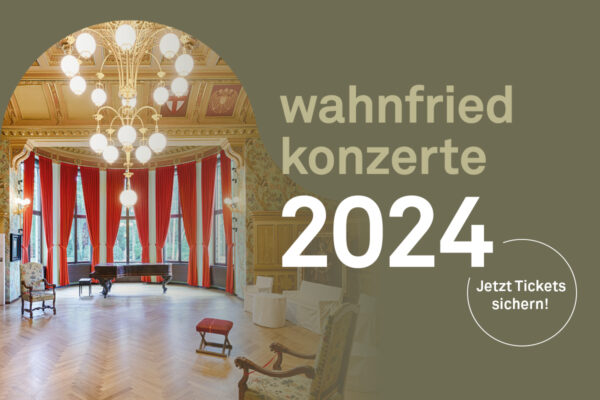 Plakat mit Motiv saal Haus Wahnfried und der Aufschrift wahnfriedkonzerte 2024